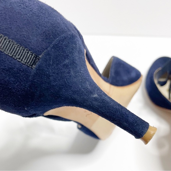 Boden Lavinia Tie Front Low Heel Blue Suede Court Shoes Size 39 (8.5) - Picture 10 of 12